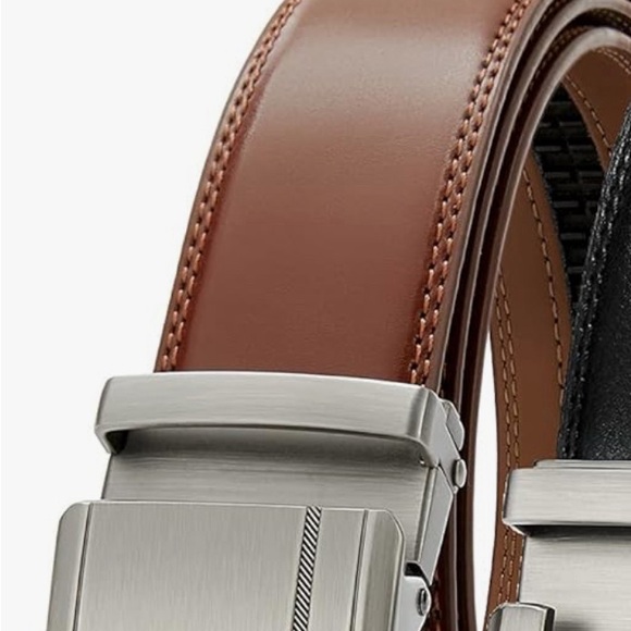 Men's Leather Ratchet Dress Belt Big And Tall With Automatic Buckle - Picture 7 of 7